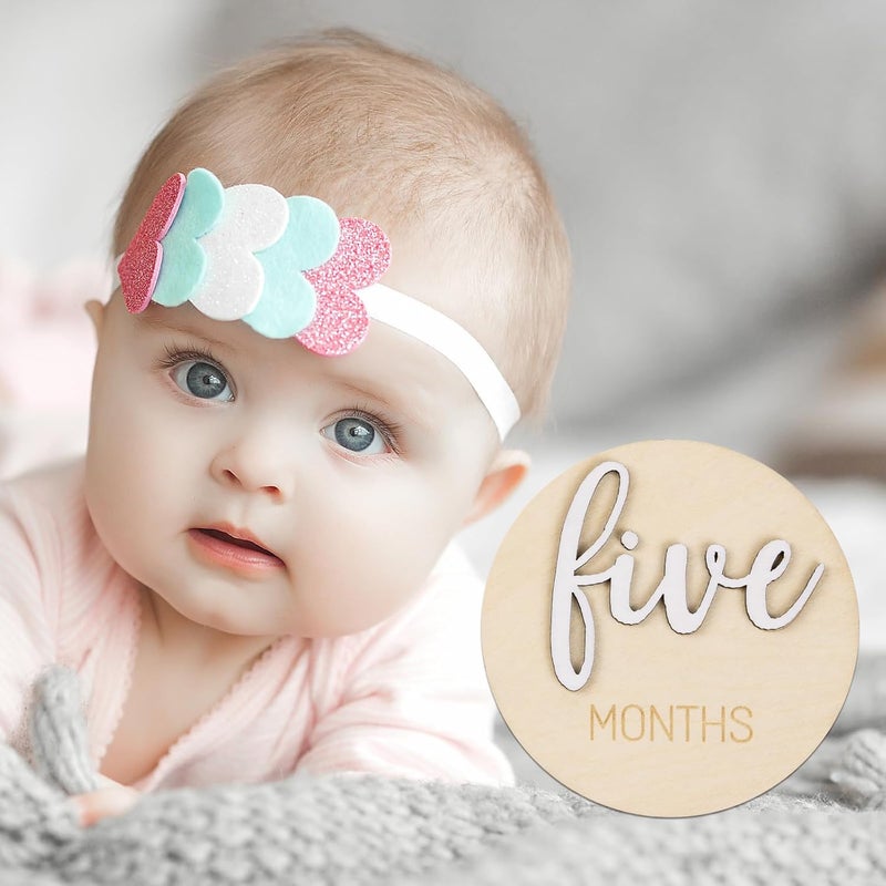 Giftacity Milestone Wooden Circles for Monthly Baby: Newborn Age Milestone Signs Cards for Hospital - Month Markers Discs for New Boys and Girls - Image 4